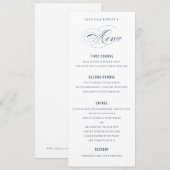 Marine Blauw Elegante Trouwen Formeel Diner Menu (Voorkant / Achterkant)