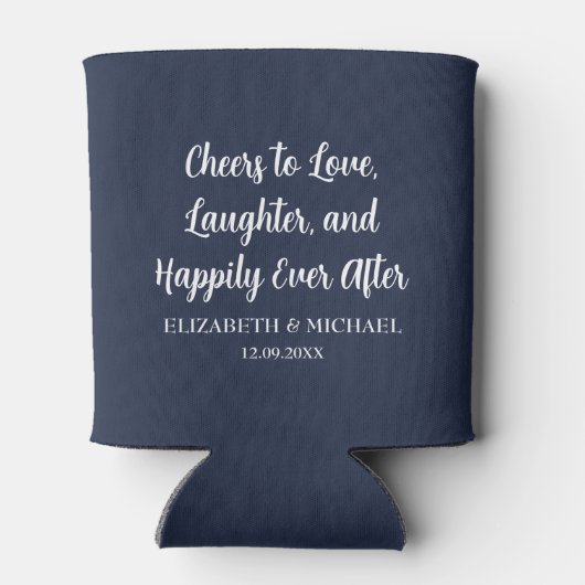 Marine Blauw Elegante Trouwjuichen om lief te hebb Blikjeskoeler (Achterkant)