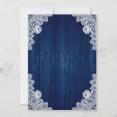 Marine Blauw en Blush Hout Mason Jar Bloemen Bruil Kaart (Achterkant)