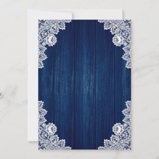 Marine Blauw en Blush Hout Mason Jar Bloemen Bruil Kaart (Achterkant)