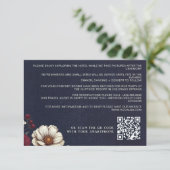 Marine Blauw en Bourgondië Bloemen Wedding QR Code Informatiekaartje (Staand voorkant)