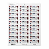 Marine Blauw en Bourgondië Blush Roze Bloemen Brui Etiket (Full Sheet)