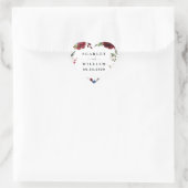 Marine Blauw en Bourgondië Blush Roze Bloemen Brui Hart Sticker (Tas)