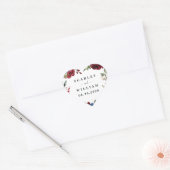 Marine Blauw en Bourgondië Blush Roze Bloemen Brui Hart Sticker (Envelop)