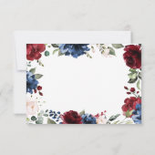 Marine Blauw en Bourgondië Blush Roze Bloemen Brui RSVP Kaartje (Achterkant)