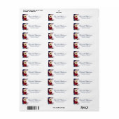 Marine Blauw en Bourgondië Rood Bloemen Modern Chi Etiket (Full Sheet)