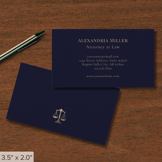 Marine Blauw en Goud Advocaten Visitekaartje