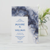 Marine Blauw en Goud Agaat Modern Marmer Kaart (Staand voorkant)