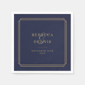 Marine blauw en goud art deco bruiloft servet (Voorkant)