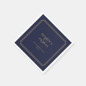 Marine blauw en goud art deco bruiloft servet (Hoek)