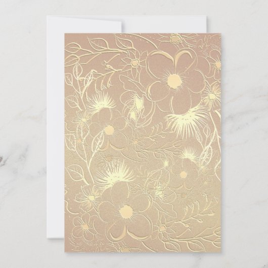 Marine Blauw en Goud Bloemen Huwelijksreceptie Kaart (Achterkant)