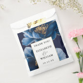 Marine Blauw en Goud Bloemen Moderne bruiloft Dank Bedankzakje (Gezegeld)