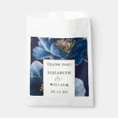 Marine Blauw en Goud Bloemen Moderne bruiloft Dank Bedankzakje (Voorkant)