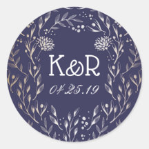 Marine Blauw en Goud Bloementuin Bruiloft