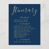 Marine Blauw en Goud bruiloft Welkom reisverslag Informatiekaartje (Achterkant)