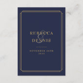 Marine blauw en goud deco bruiloft gastgegevens informatiekaartje (Achterkant)