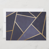 Marine blauw en goud elegant geometrisch monogram notitiekaartje (Achterkant)