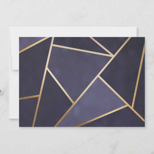 Marine blauw en goud elegant geometrisch monogram notitiekaartje (Achterkant)