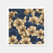 Marine blauw en goud elegante bloemen servet (Voorkant)