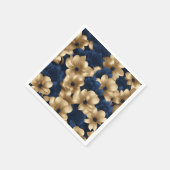 Marine blauw en goud elegante bloemen servet (Hoek)