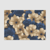 Marine blauw en goud elegante bloemen tissuepapier (Voorkant)
