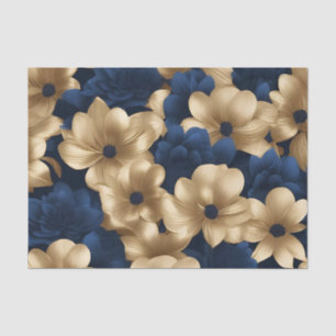 Marine blauw en goud elegante bloemen tissuepapier