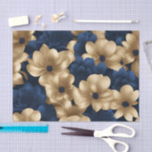 Marine blauw en goud elegante bloemen tissuepapier (Craft)