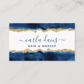 Marine blauw en goud | Elegante kalligrafie Visitekaartje (Voorkant)