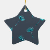 Marine Blauw en Goud Faux Glitter Paardenbloem Blo Keramisch Ornament (Achterkant)