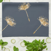 Marine Blauw en Goud Faux Glitter Paardenbloem Blo Theedoek (Gevouwen)