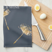 Marine Blauw en Goud Faux Glitter Paardenbloem Blo Theedoek (Quarter Fold)