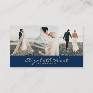 Marine blauw en goud fotografie foto typografie visitekaartje