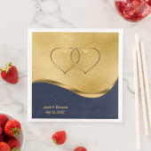 Marine blauw en goud gepersonaliseerde bruiloft servet (Insitu)