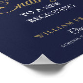 Marine Blauw en Goud Graduation Party Sweets Sign Poster (Hoek)