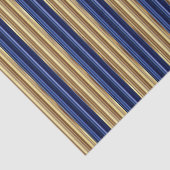 Marine Blauw en Goud Grote Strepen Tissuepapier (Detail)