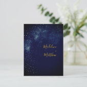Marine Blauw en Goud Hemelse Huwelijk Briefkaart (Staand voorkant)