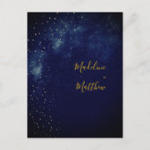 Marine Blauw en Goud Hemelse Huwelijk Briefkaart (Voorkant)