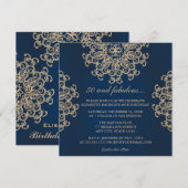 Marine Blauw en Goud Indische Stijl 50e Verjaardag Kaart (Voorkant / Achterkant)