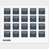 Marine Blauw en Goud Indische Stijl Bruiloft Dank  Vierkante Sticker (Vel)