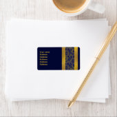 Marine Blauw en Goud Kant Bruiloft Etiket (Insitu)