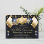 Marine Blauw en Goud Kerstballen Quinceanera Kaart (Staand voorkant)