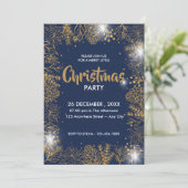 Marine blauw en goud loof vrolijk kerstfeest kaart (Staand voorkant)