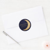 Marine blauw en goud maan Quinceañera Ronde Sticker (Envelop)