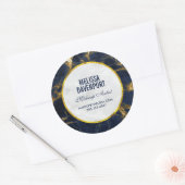 Marine Blauw en Goud Marmer Moderne Stijlvolle Zak Ronde Sticker (Envelop)