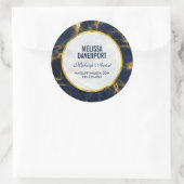 Marine Blauw en Goud Marmer Moderne Stijlvolle Zak Ronde Sticker (Tas)