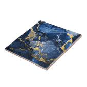 Marine blauw en goud marmeren patroon tegeltje (Zijkant)