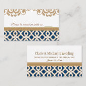 Marine Blauw en Goud Marokkaanse Trouwtafel Plaats Plaatskaartje (Voorkant / Achterkant)