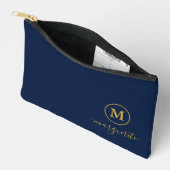 Marine blauw en goud monogram etui (Open)