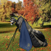 Marine blauw en goud monogram golfhanddoek