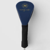 Marine blauw en goud monogram golfheadcover (Voorkant)